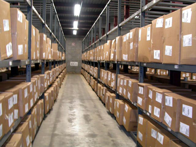 racking with boxes run view