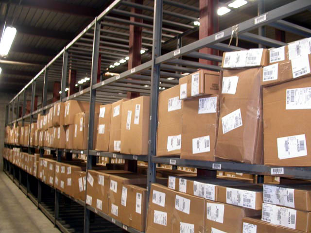 racking with boxes view