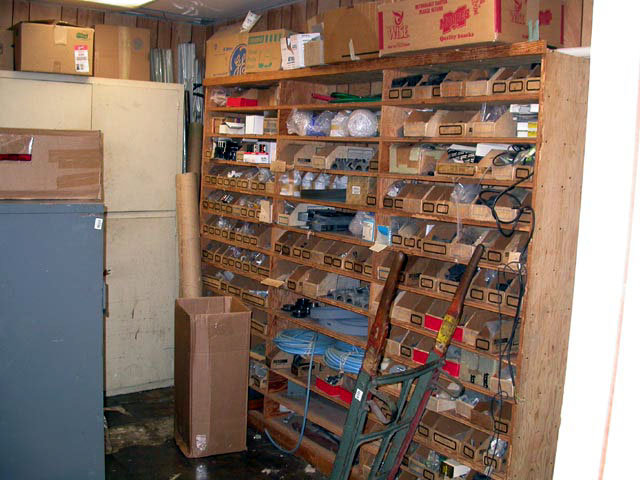 room with bins and parts 3
